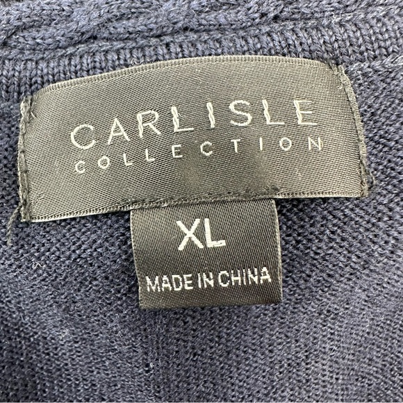 Carlisle Collection Merino Wool Cable Neck Quarter Zip Sweater - Picture 10 of 12